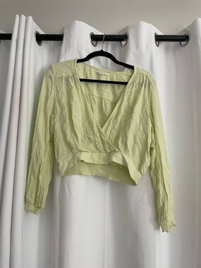 O'Neill Light Green Wrap Crop Blouse